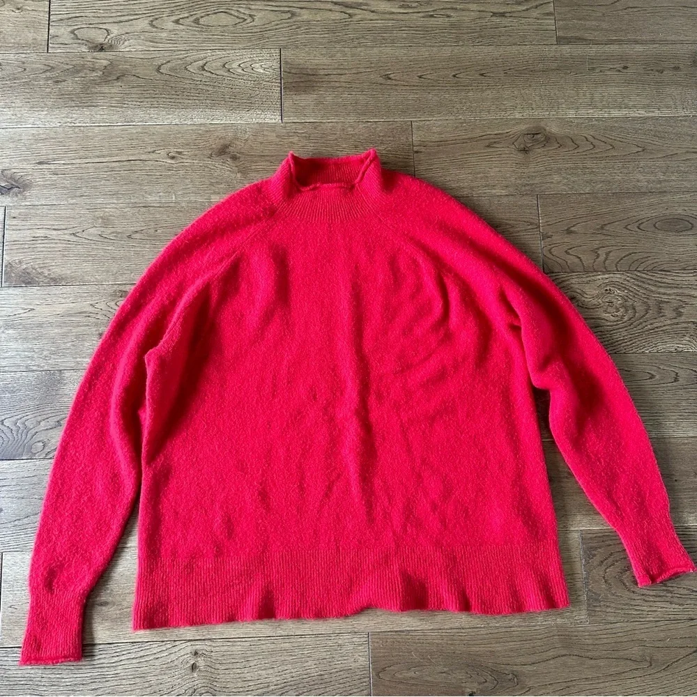 J. Crew Supersoft Yarn Rollneck Sweater Merino Wool Alpaca Blend Red L